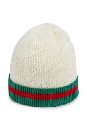 Cappello In Maglia Di Cotone Traforata Avorio GUCCI KIDS | 7225224K1119200